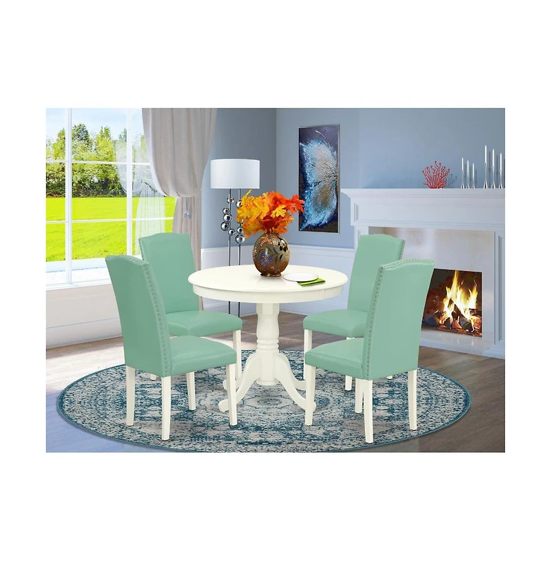 East West Furniture Dining Room Set Linen White