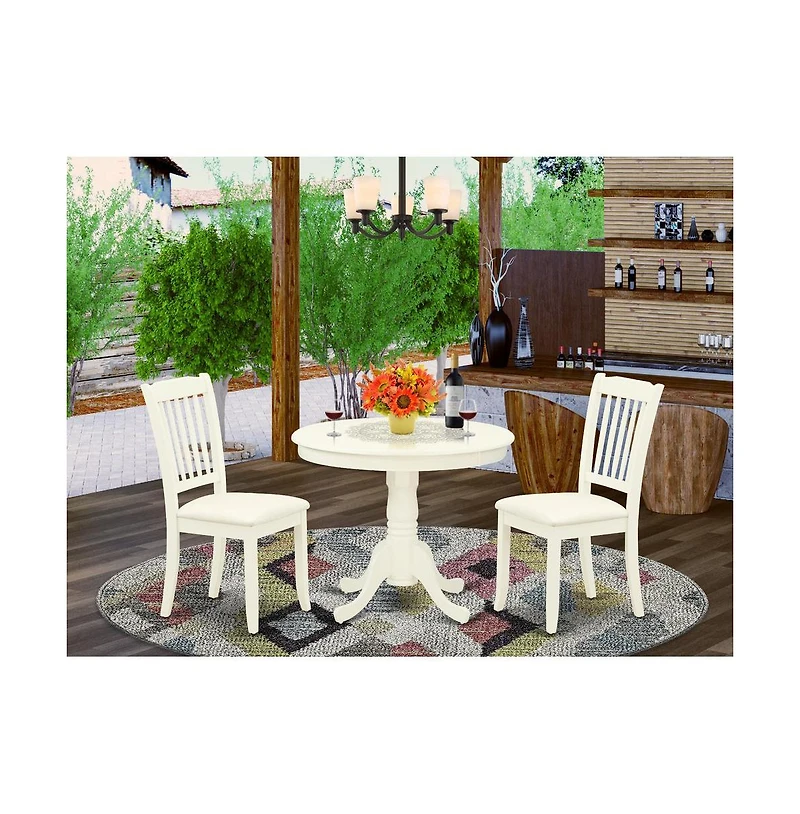 East West Furniture Dining Room Set Linen White