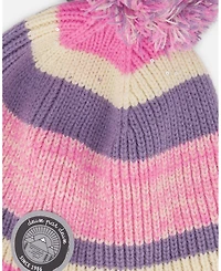 Deux par Girl Lined Peruvian Knit Pompom Hat Pink and Purple - Toddler|Child