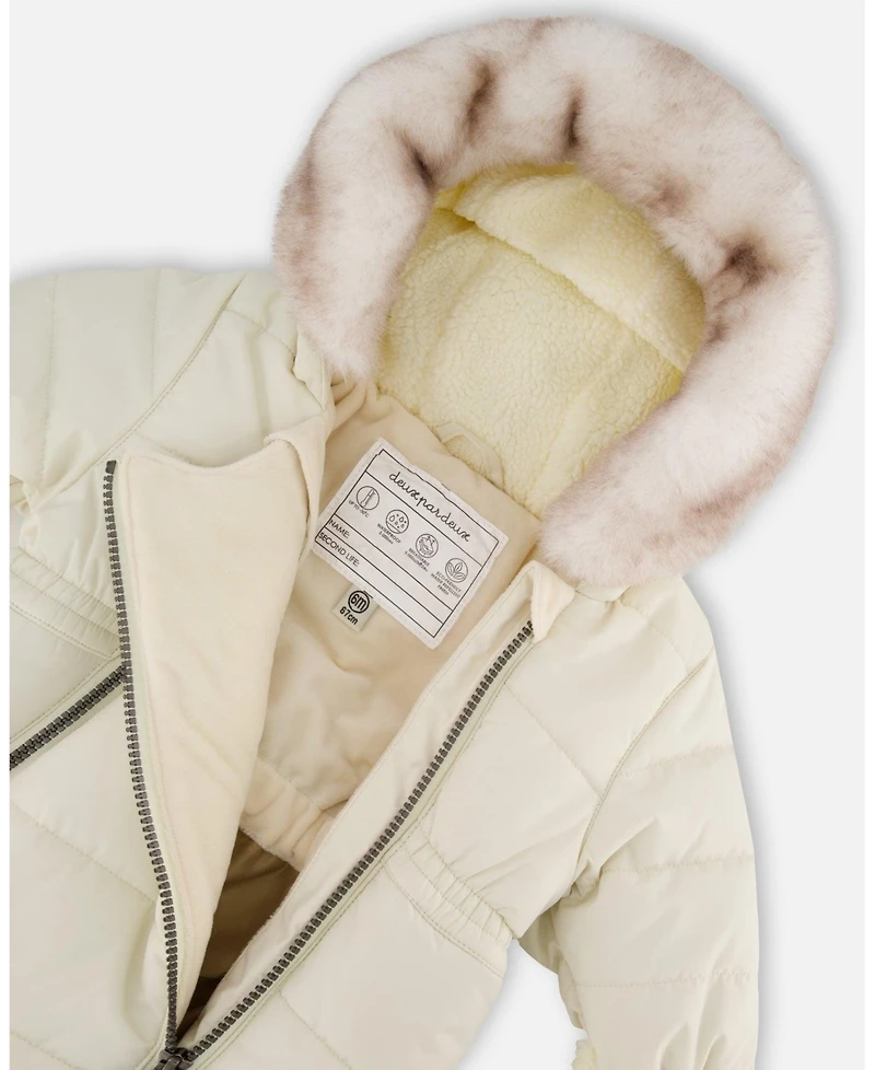 Deux par Baby Boys or Girls One-Piece Layette Snowsuit Designed for Car Seat White Asparagus
