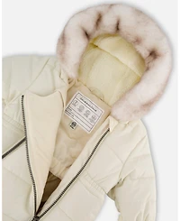 Deux par Baby Boys or Girls One-Piece Layette Snowsuit Designed for Car Seat White Asparagus