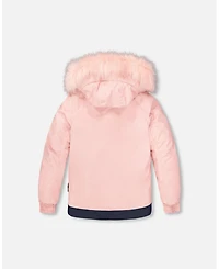 Deux par Girls Two-Piece Play Snowsuit Navy Blue and Pink
