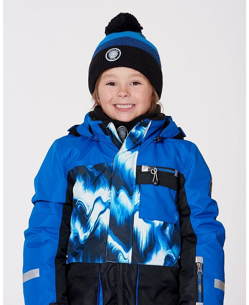 Deux par Boy Winter Knit Hat with Pompom and Lining Black Blue - Toddler|Child
