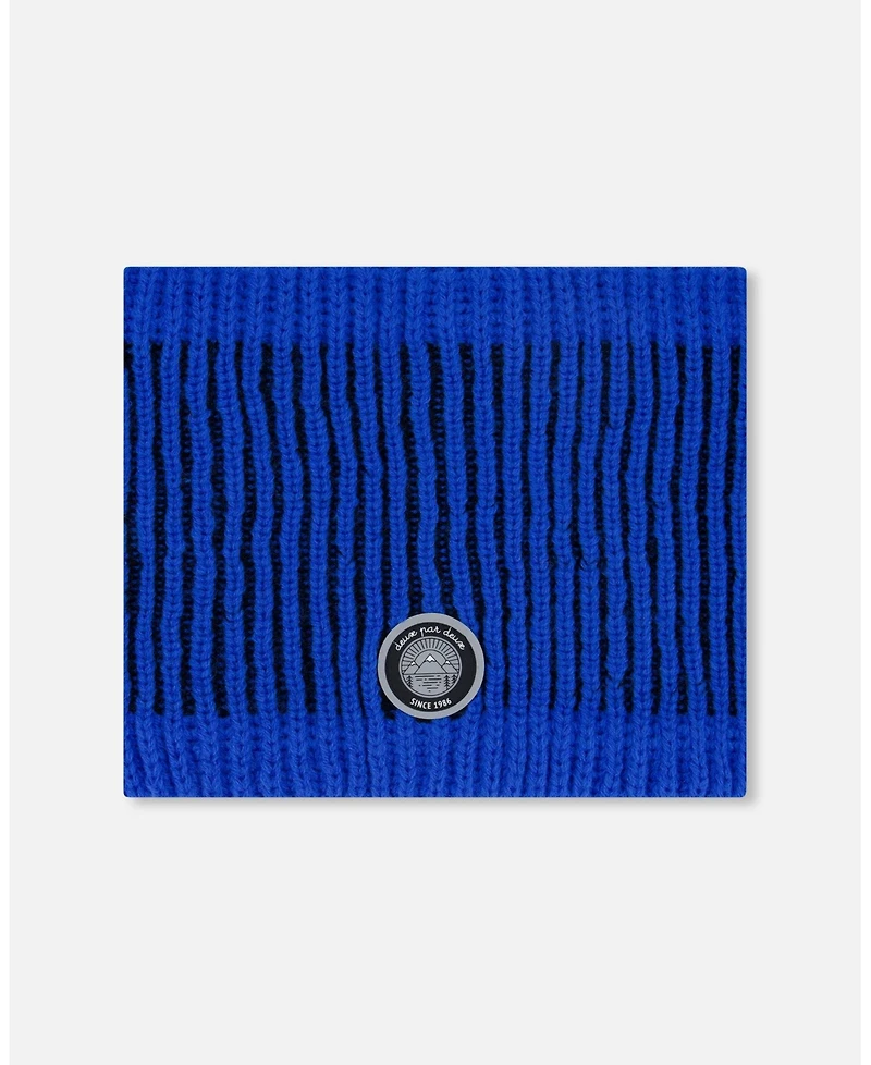 Deux par Boy Lined Knit Neckwarmer Black and Blue - Toddler|Child