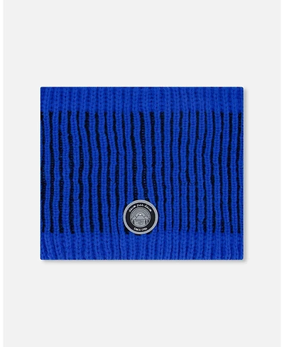 Deux par Boy Lined Knit Neckwarmer Black and Blue - Toddler|Child