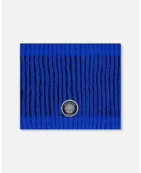 Deux par Boy Lined Knit Neckwarmer Black and Blue - Toddler|Child