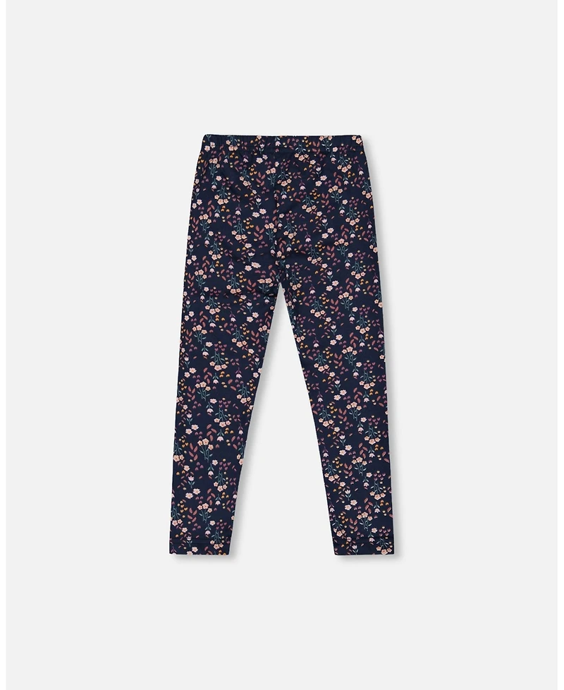Deux par Girl Jersey Leggings Navy Floral - Child