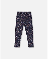 Deux par Girl Jersey Leggings Navy Floral - Child