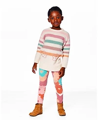 Deux par Deux Girl Cotton Jersey Leggings with Coral Flowers - Toddler|Child