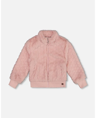 Deux par Girl Faux Fur Jacquard Jacket Dusty Pink - Toddler|Child