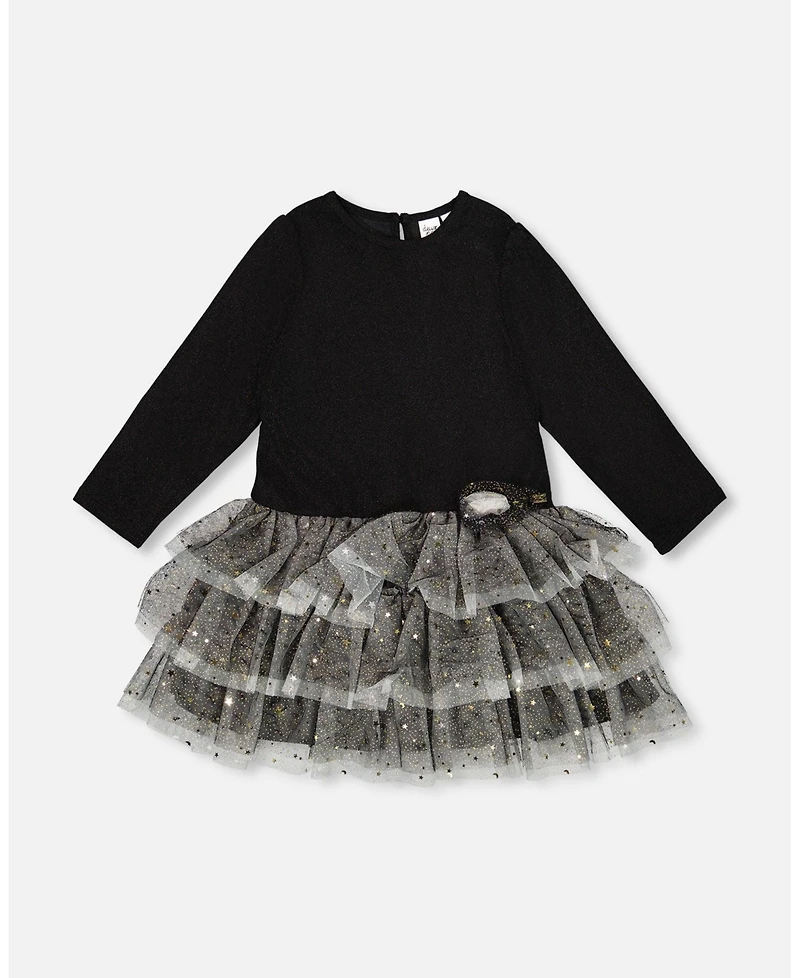 Deux par Big Girls Glittering Mesh Skirt Party Dress Black