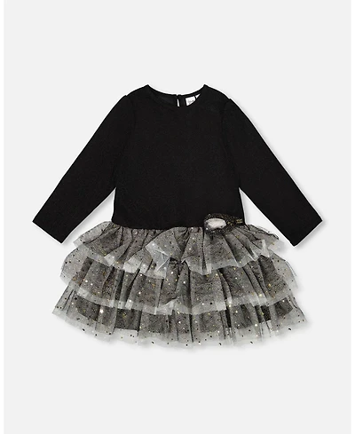 Deux par Big Girls Glittering Mesh Skirt Party Dress Black
