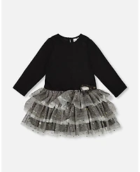Deux par Big Girls Glittering Mesh Skirt Party Dress Black