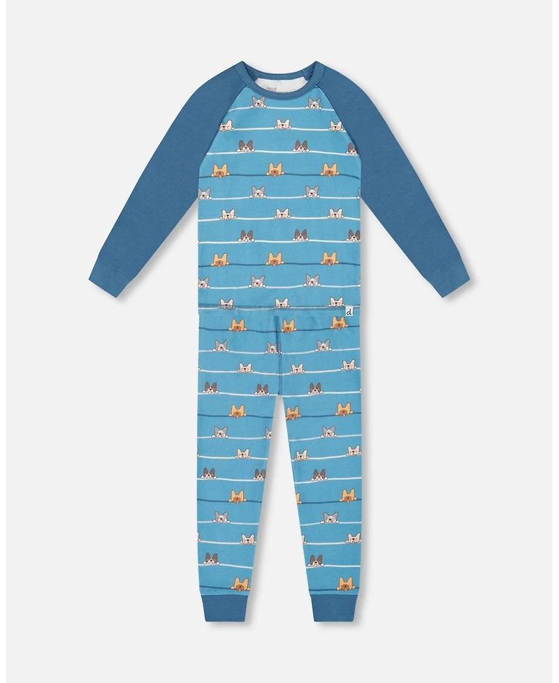 Deux par Baby Boy Two-Piece Cotton Pajama Set Blue Dog Print