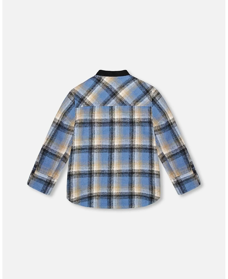 Deux par Boy Long Sleeve Brushed Plaid Button Down Shirt Avec Rib Collar