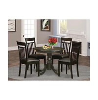East West Furniture 5 Pc small Kitchen Table and Chairs set-round Table and 4 Chairs for Dining room