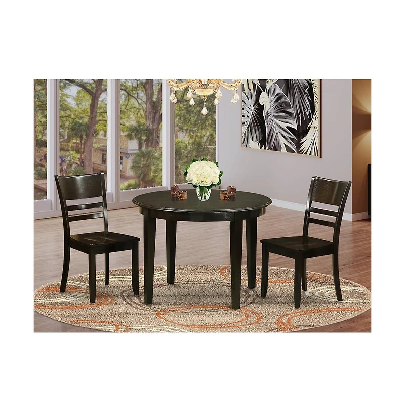East West Furniture 3 Pc Kitchen Table set-Kitchen Table and 2 Kitchen Chairs