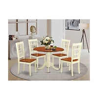 East West Furniture Dining room sets for 4 -Dining Table and 4 Dining Chairs