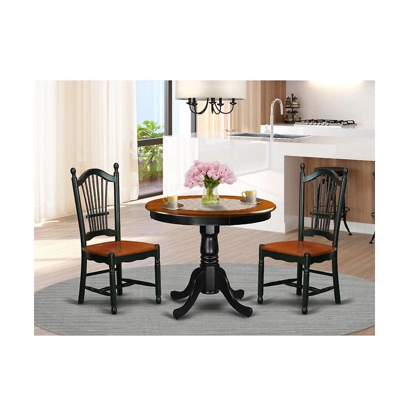 East West Furniture Dining Room Set Black & Cherry