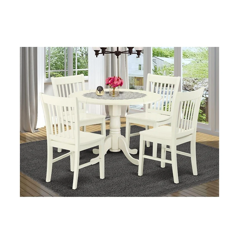 East West Furniture Dining Room Set Linen White