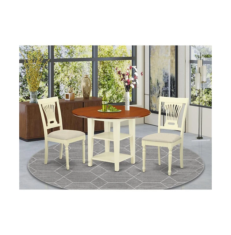 East West Furniture Dining Room Set Buttermilk & Cherry
