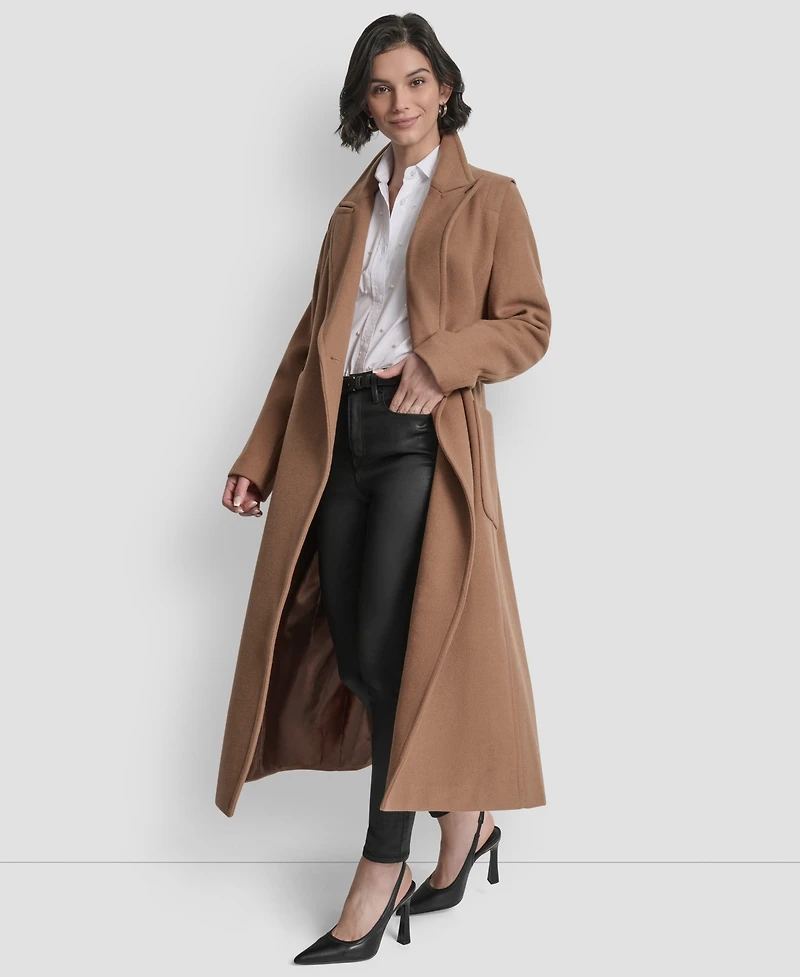 Dkny Women's Notch Collar Belted Wrap Coat