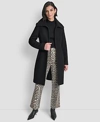 Dkny Petite Belted Zip Front Coat