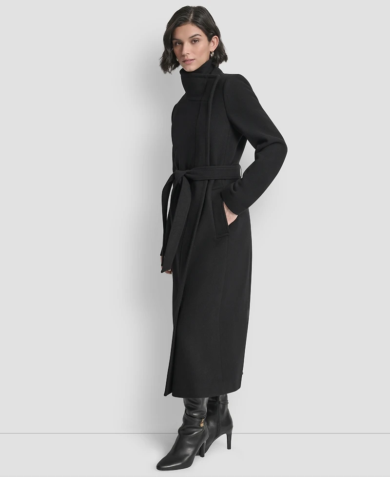 Dkny Women's Wing Collar Asymmetrical Wrap Coat