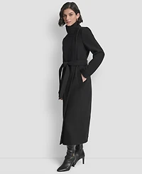 Dkny Women's Wing Collar Asymmetrical Wrap Coat