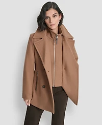 Dkny Women's Double-Breasted Bibbed Collared Coat