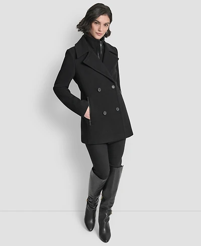 Dkny Women's Double-Breasted Bibbed Collared Coat