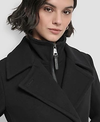 Dkny Women's Double-Breasted Bibbed Collared Coat