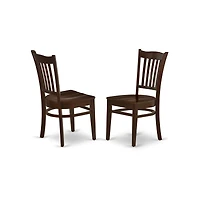 East West Furniture 3 Piece Dining Room Table Set - Mahogany Small Dining Room Table and 2 Wooden Dining Chairs with Slatted Back - Mahogany Finish
