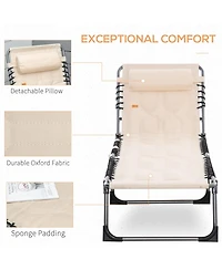 Outsunny Outdoor Padded Folding Chaise Lounge Chair with Reclining