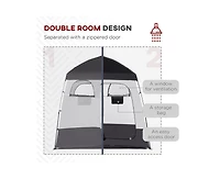 Outsunny Two Room Pop Up Shower Tent w/ Shower Bag, Floor & Carry Bag