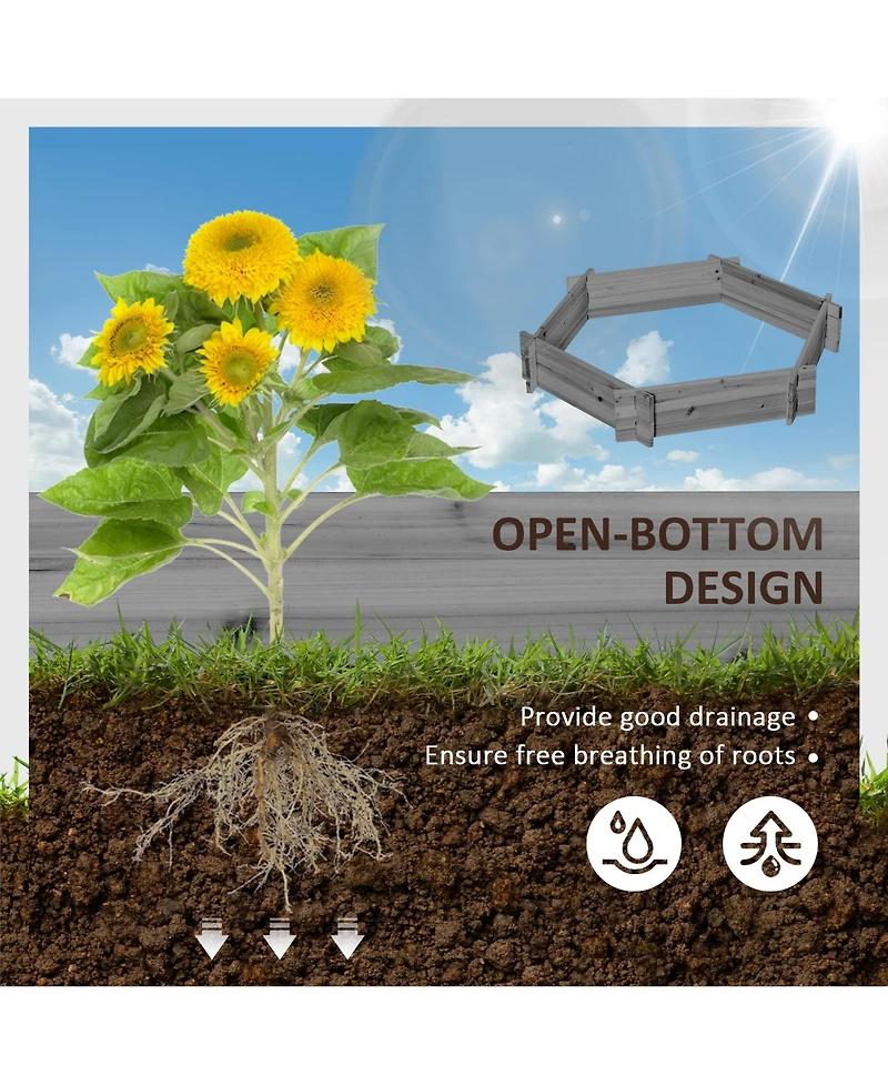 Outsunny Wooden Raised Garden Bed Hexagon Screwless Planter