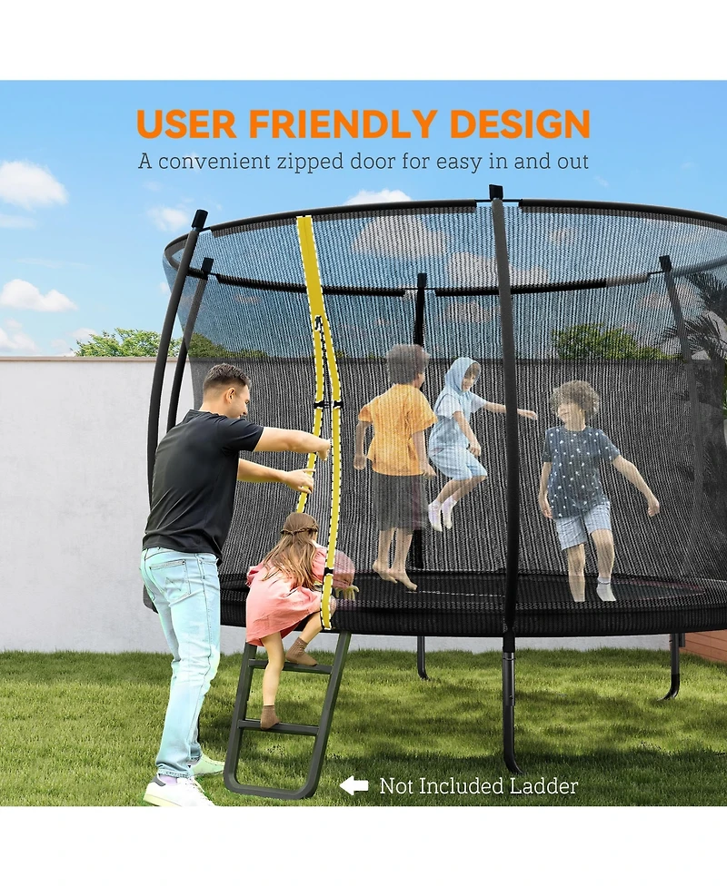Soozier 10ft Outdoor Trampoline with Net Enclosure, Curved Poles