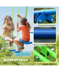 Outsunny 2-in-1 Kids Metal Swing Set for Backyard