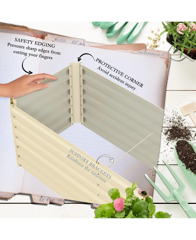 Outsunny 8x2x1ft Galvanized Raised Garden Bed Large Elevated Planter Box