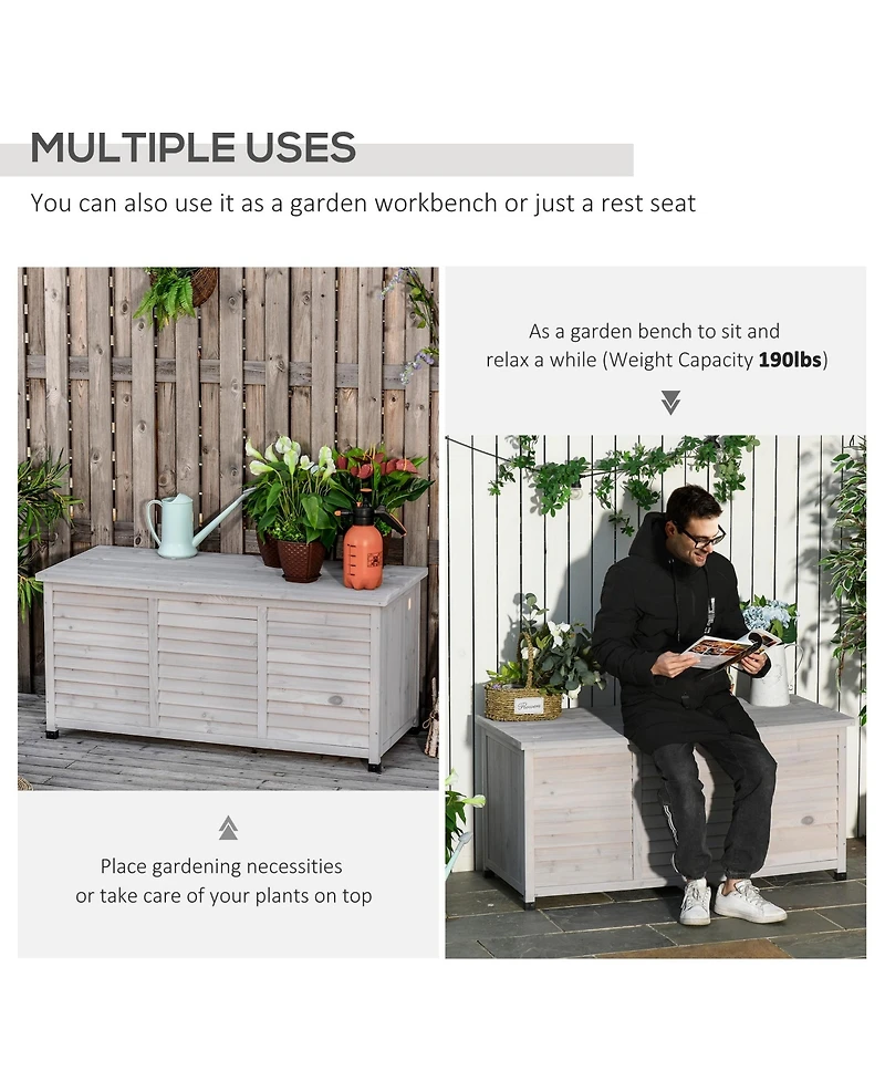 Outsunny 50" x 22" Woden Outdoor Storage Deck Box with Large Open Space