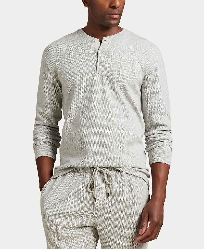 Polo Ralph Lauren Men's Long Sleeve Herringbone Henley Sleep Shirt