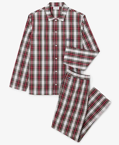 Lacoste Men's Plaid Pattern Pajama Set