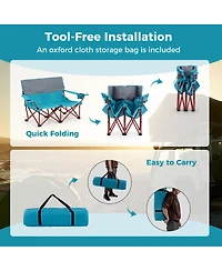 Akiudex oversized camping chair folding loveseat camping couch with cup holders & thick padding
