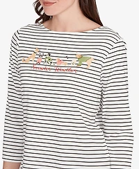 Ruby Rd. Petite Holiday Dogs Striped Knit Top