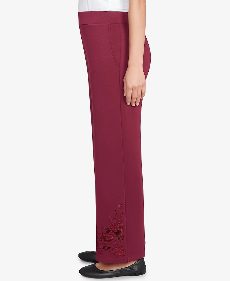 Ruby Rd. Petite Wide Leg Floral Cutout Pants