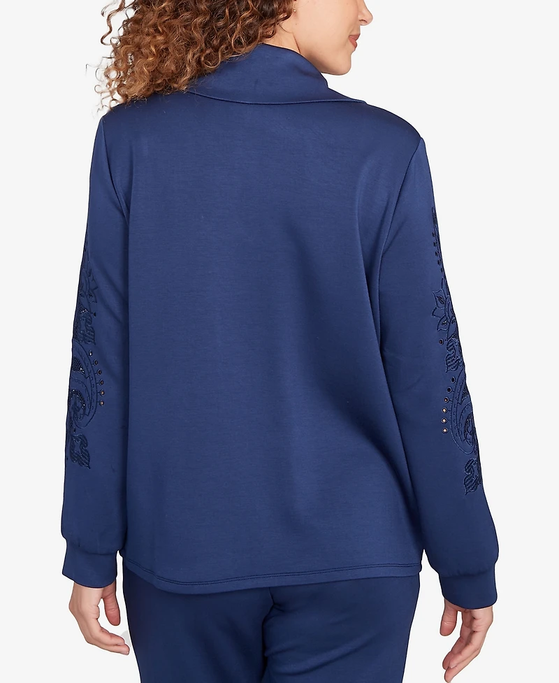 Ruby Rd. Petite Embroidered Floral Cutout Snap Jacket