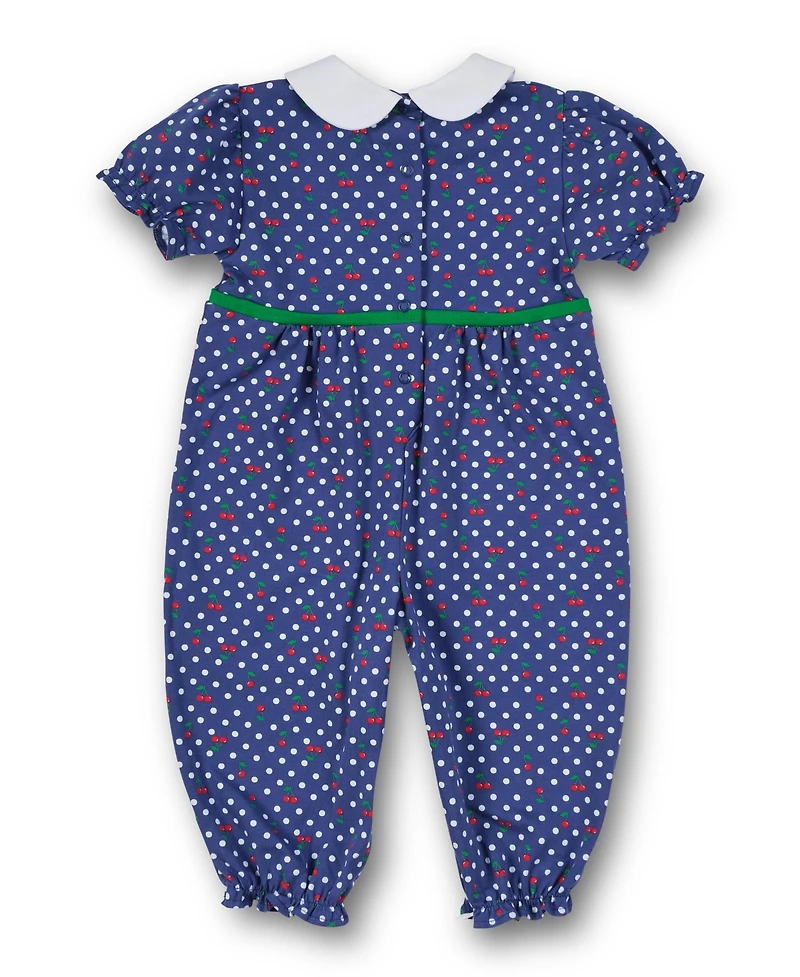 Florence Eiseman Baby Girls Polka Dot Cherry Printed Knit Longall