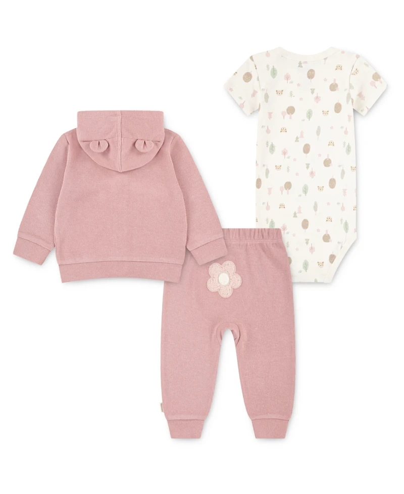 Huggies Baby Girl Short Sleeve Bodysuit, Jacket and Pant, 3-Piece Set