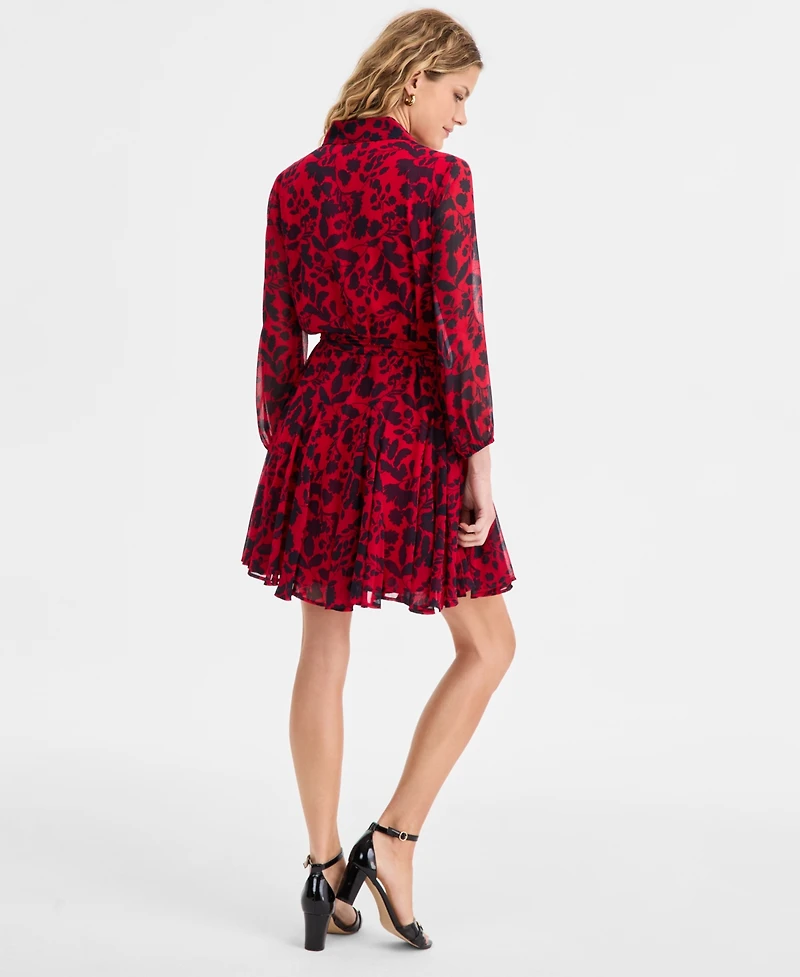 Tommy Hilfiger Women's Floral Print Belted Shirtdress