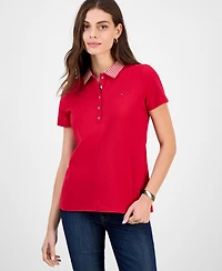 Tommy Hilfiger Women's Metallic Striped-Collar Polo Shirt